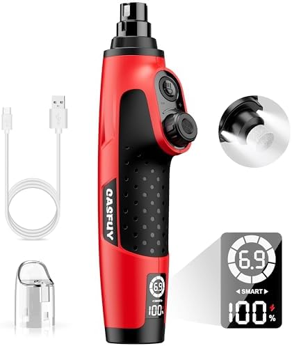 Casfuy Smart 6-Speed Dog Nail Grinder - 50% More Power Pet Nail Grinder with 2 LED Lights Quiet Rechargeable Electric Dog Nail Trimmers File Toenail Grinder for Large Medium Small Dogs & Cats (Red) by casfuy