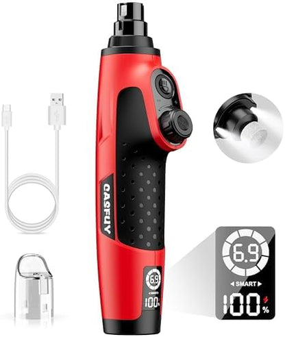 Casfuy Smart 6-Speed Dog Nail Grinder - 50% More Power Pet Nail Grinder with 2 LED Lights Quiet Rechargeable Electric Dog Nail Trimmers File Toenail Grinder for Large Medium Small Dogs & Cats (Red) by casfuy