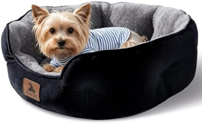 Asvin Medium Dog Bed for Medium Dogs, Large Cat Beds for Indoor Cats, Pet Bed for Puppy and Kitty, Extra Soft & Machine Washable with Anti-Slip & Water-Resistant Oxford Bottom, Black, 25 inches - Image 2