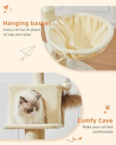 Taoqimiao Cat Tree, 49In Cat Tower for Indoor Cats Large Adult - Image 5