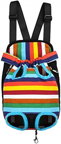 Pet Dog Puppy Cat Carrier Five Holes Backpack Double Shoulder Straps Canvas Cotton Front Chest Backpack Bag(Colourful, Medium) by MOJUN