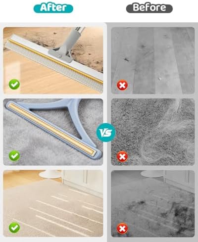 Pet Hair Remover for Carpet, 54 Inch Adjustable Long Handle Carpet Rake for Pet Hair Removal, 3 Piece Dog Hair Carpet Rake and Carpet Scraper Tool for Rugs, Couch, Stairs, Furniture - Image 4