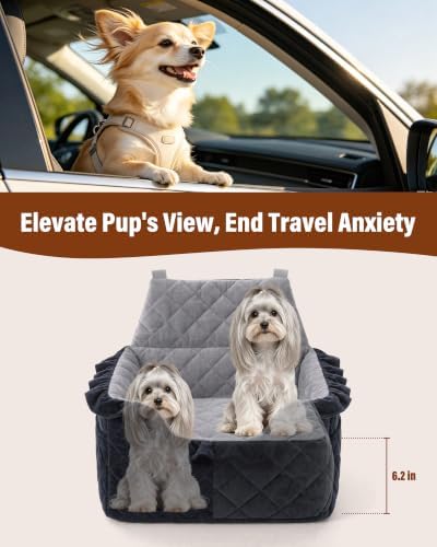 Dog Car Seat Booster Bed for Small Dogs Up to 25lbs - Black - Image 2