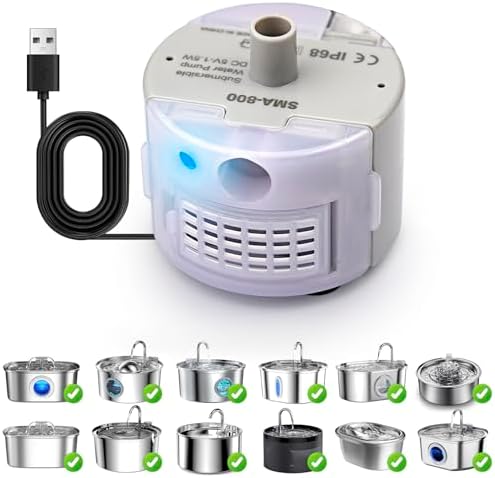 Cat Water Fountain Pump,Cat Fountain Pumps Replacement SMA-800 Submersible Motor,Pet Water Fountain Pump for Stainless Steel Cat Water Dispenser (Pump) by OYES