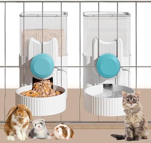 kathson Rabbit Feeder for Cage,Bunny Water Bottle,Pet Food Dispenser,Blue by kathson