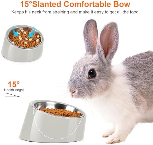 Tilted Dog Bowl Non-Slip & Non-Spill Pet Feeder with Elevated Detachable Melamine Stand, Easy to Get Food Dog Dish, S/100ml Gray - Image 4