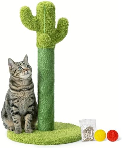 Happi N Pets Cactus Cat Tree, Cactus Cat Scratching Post with Toys by HappiNPets