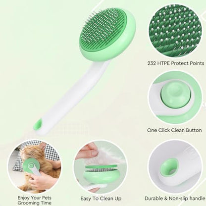 Cat Grooming Glove Brush, Self-Cleaning Slicker Pet Brush - Image 3