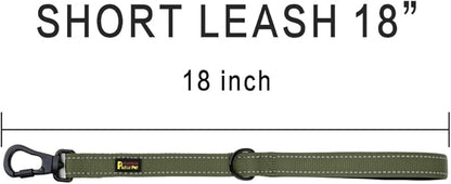 PLUTUS PET Short Training Dog Leash with Padded Handle for Medium Large Dogs,18 Inch Heavy Duty Strong Traffic Leash with Carabiner Clip for Climbing Walking or Guiding Blind(18”，Ranger Green)