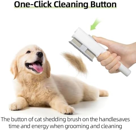 Marchul 2 Pack Self-Cleaning Pet Grooming Comb Set, Cat & Dog Flea Brush with One-Click Release Button, Stainless Steel Round Teeth Comb for Removing Tangles, Loose Fur and Shed Hair, White - Image 3