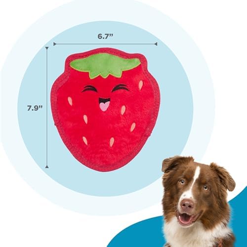 Outward Hound Tough Skinz Durable Chew Squeaky Dog Toy, Strawberry, 7.9" - Image 5