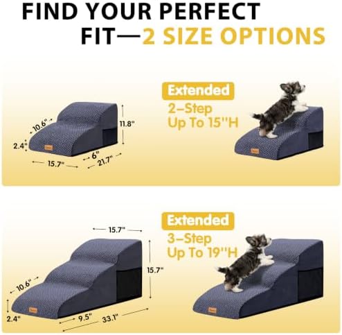 2-Step Dog Stairs for Small Dogs, Non-Slip Foam Pet Steps for Low Couch Bed - Image 2