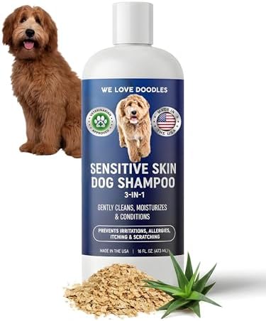 Dog Shampoo for Sensitive Skin with Oatmeal & Aloe, Hypoallegenic Tearless by WeLoveDoodles