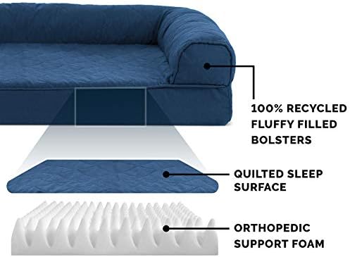 Furhaven Orthopedic Dog Bed for Medium/Small Dogs w/ Removable Bolsters & Washable Cover, For Dogs Up to 35 lbs - Quilted Sofa - Navy (Blue), Medium - Image 4