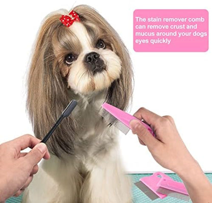 Boao 5 Pcs Dog Eye Comb Tear Stain Remover Grooming, Pink, Black - Image 6