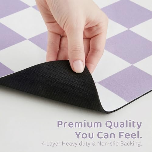 Checkered Dog Feeding Mat, Absorbent Mats for Dog Food and Water Bowl, Dispenser, Aesthetic Purple Checkerboard Pet Placemat for Dogs, Cats, Puppy Accessories (Purple, 12 x 19) - Image 6