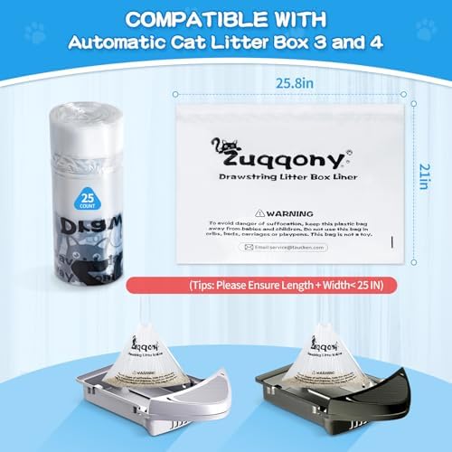 50 Count Drawstring Litter Box Liners Compatible with Litter Robot 4 & 3 - Thickened Leak-Proof Cat Litter Waste Bags, Pre-Separated Clear Design (25.8" x 21"), Odor Control Cat Litter Liners - Image 3