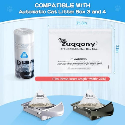 50 Count Drawstring Litter Box Liners Compatible with Litter Robot 4 & 3 - Thickened Leak-Proof Cat Litter Waste Bags, Pre-Separated Clear Design (25.8" x 21"), Odor Control Cat Litter Liners - Image 3