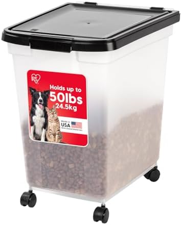 IRIS USA Dog Food Storage Container, Up to 50 lbs, Black, Made in USA by IRISUSA