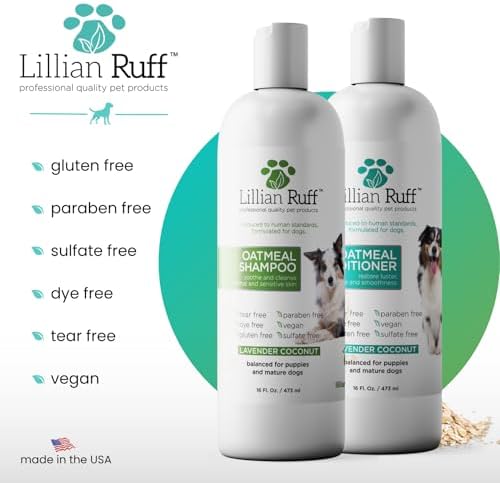Lillian Ruff PRO Formula Deodorizing Oatmeal Dog Shampoo & Conditioner Set - Calm Itching & Allergies, Ultra-Nourishing Dry Skin Relief - Oatmeal, Aloe, Coconut Oil, Lavender & Provitamin B5, USA Made - Image 5