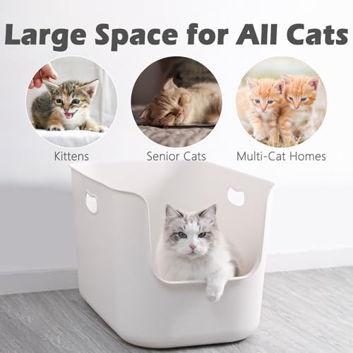SpaceTime Extra Large Litter Box with High Sides,22.64"×14.76"×8.66" XL Multi Cat Litter Pan for Kitty,Cat Boxes for Indoor Cats,Jumbo Litter Boxes for Big Cats,Anti-Splashing,Easy to Clean - Image 3