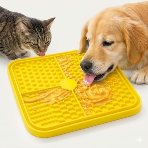 Lick Mat for Dogs and Cats, Food Grade Silicone Slow Feeder Mat with Strong Suction for Grooming, Bathing and Anxiety Relief, BPA-Free Pet Feeding Mat for Dental Care by Unknown