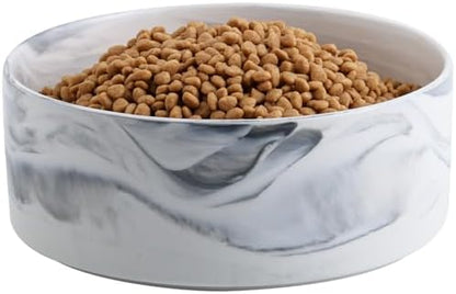 Dog Bowl Ceramic for Medium Large Breed, Heavy Weighted Dog Food Water Feeder Dish,8 in Non - Slip Modern Cute Extra Big Porcelain Pet Bowl Maze Marble Grey by PetGettingMuchHeathier