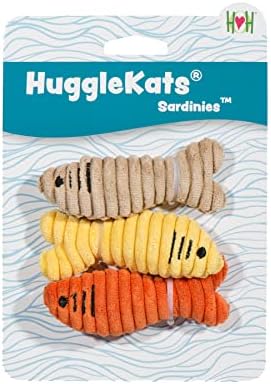 HuggleKats Cat Toys - Kitten Toys for Bored Indoor Cats, Perfect for Moving, Exercise, Biting & Chewing - Sardines (3 Pack) by HuggleHounds