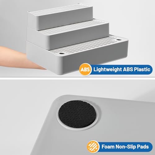 Cat Litter Box Steps, Adjustable 3-Step, 13.5x9x7in, Light Grey - Image 6