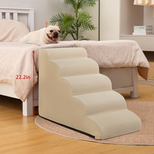 Aodisman Dog Stairs for High Bed,5-Step Pet Ramp for Small Dogs and Cats - Image 2