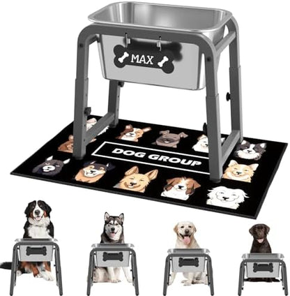 1.85 Gallon Elevated Dog Water Bowl, Height Adjustable (10.4–15.2'') Raised Stainless Steel Bowl with Spill-Proof Mat & Sturdy Metal Stand, Tip-Proof, Easy to Clean, Indoor & Outdoor Use by ADENGL