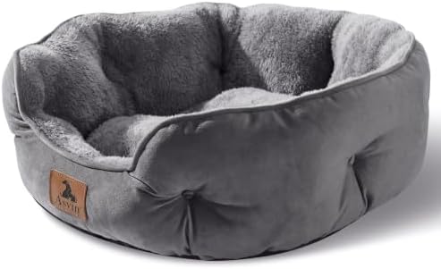 Asvin Medium Dog Bed for Medium Dogs, Cat Beds for Indoor Cats, Pet Bed for Puppy and Kitty, Extra Soft & Machine Washable with Anti-Slip & Water-Resistant Oxford Bottom, Grey, 25 inches by Unknown