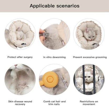 H HIDREAM Soft Cat Cone Collar， Cute Adjustable Cat Recovery Collar，Elizabethan e Collar that can Protect Head and Foot Wounds，Egg White All-Season Style - Image 4