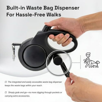 26ft Retractable Dog Leash for Large Dogs up to 110 lbs, Black - Image 5