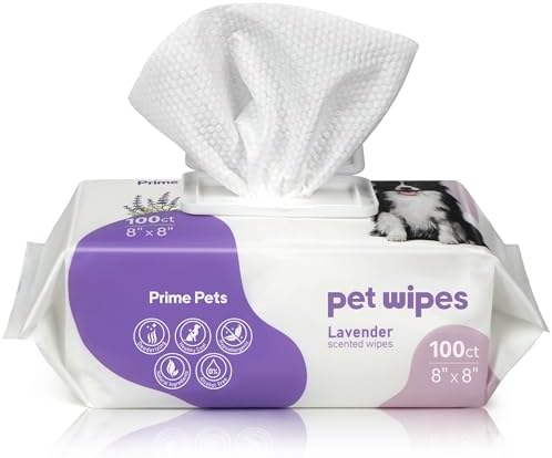 PrimePets Dog Wipes for Paws and Butt, 100 Count, Pet Wipes for Dogs Cats by PrimePets