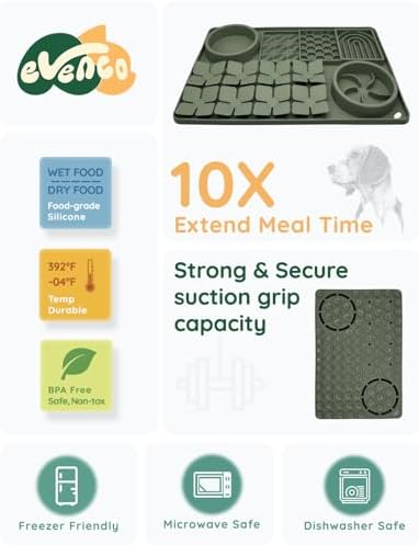 Slow Feeder Bowl, Silicone Lick Mat with Suction Cups for Dog Cat, Snuffle Mat for Pet Smell Training, Puzzle Toys for Bored Puppy, Interactive Sniff Mat for Slow Eating & Keep Busy, Dark Green - Image 4
