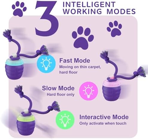 Interactive Dog Toy, [Newly Upgraded] Motion Activated Rolling Squeaky Ball for Medium/Large Dogs, Automatic Moving Dogs Ball for Boredom, USB Rechargeable(Purple) - Image 3