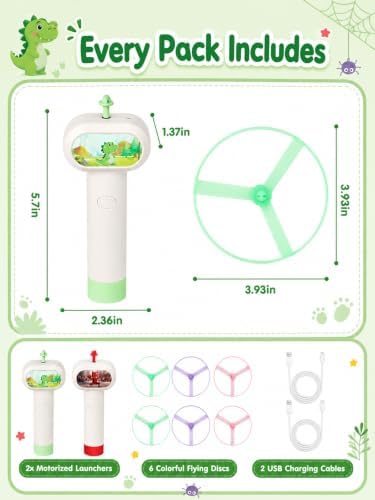 2PCS Outside Toys for Kids & Pets Electric Disc Launcher 6 Flying Spinners - Image 6