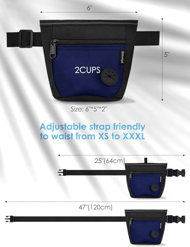 Gobeigo 2 Cup Dog Treat Pouch with Training Clicker(Black/Blue) - Image 6