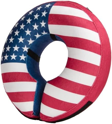 BENCMATE Inflatable Dog Cone Collar Alternative After Surgery XLarge, Flag by BENCMATE