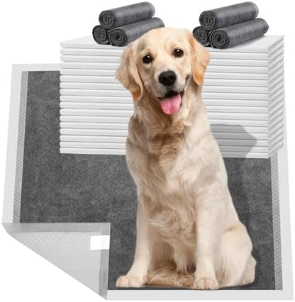 Charcoal Dog Pee Pads Extra Large 28" x 34", Puppy Pee Pads 40 Count, Potty Pads for Dogs with Adhesive Tape for Odor-Control & Leakproof, Disposable Pet Pads for Puppies, Dogs & Cats by HIDOGGYLD