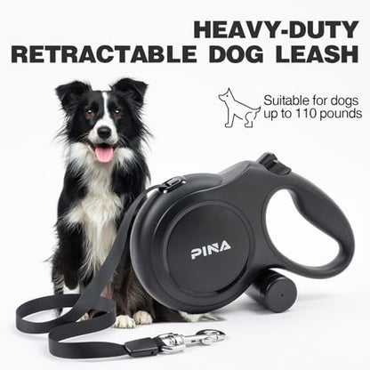 PINA Upgraded Retractable Dog Leash, 26 ft Dog Leash for Small Medium Large Dogs Up to 110lbs, Heavy Duty Reflective Nylon Tape 360° Tangle-Free, with Anti-Slip Handle, One-Handed Brake, Pause, Lock - Image 6