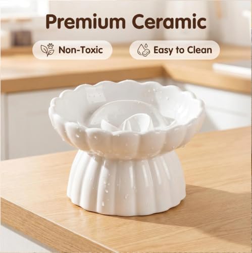 Ceramic Cat Slow Feeder, Raised Slow Feeder Cat Bowl, Anti Vomiting and Whisker Friendly, Non-Toxic - Image 6