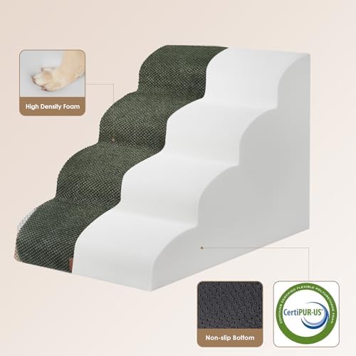 EHEYCIGA Curved Dog Stairs Ramp, 4-Step High Beds, 19.7" H Pet Step - Image 2