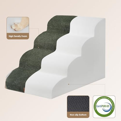 EHEYCIGA Curved Dog Stairs Ramp, 4-Step High Beds, 19.7" H Pet Step - Image 2