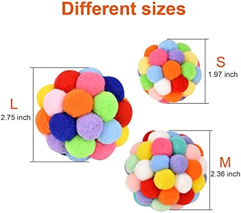 TUSATIY Cat Toy Balls with Bell 3PCS, Colorful Soft Fuzzy Balls Built-in Bell for Cats, Interactive Playing Chewing Toys for Indoor Cats and Kittens - Image 3