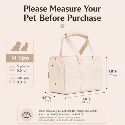 Soft-Sided Collapsible Pet Carrier with Removable Cushion & Shoulder Strap – for Small Dogs, Cats, Rabbits (Beige, 14.6" L x 6.7" W x 9.8" H) - Image 2