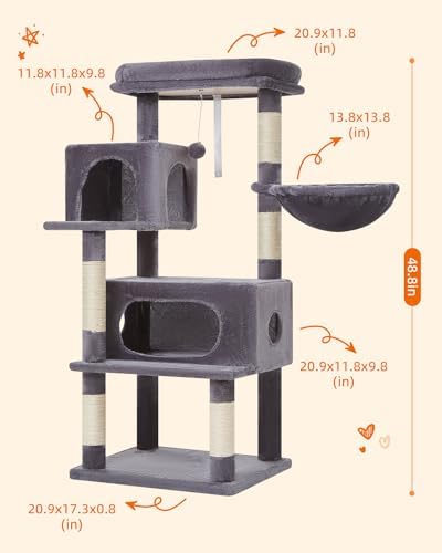 Taoqimiao Cat Tree, 49In Cat Tower for Indoor Cats Large Adult - Image 2