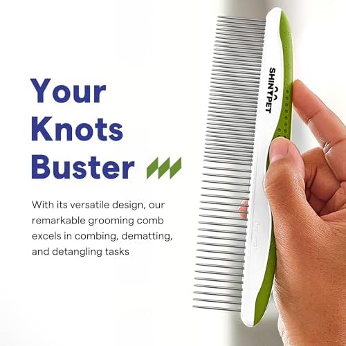 Dog & Cat Comb – Removes Tangles, Knots, and Matted Fur – Grooming Tool with Stainless Steel Teeth and Non-Slip Handle – Best Pet Hair Comb for Home Grooming Kit – Includes eBook Guide - Image 2