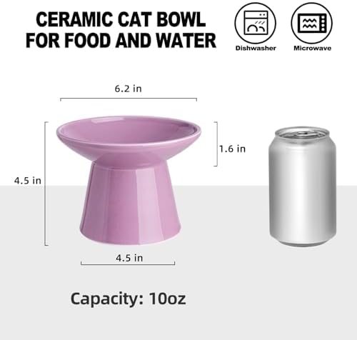 Ceramic Elevated Cat Food Bowls,6.2" Wide,1-Pack,Dark Purple - Image 2